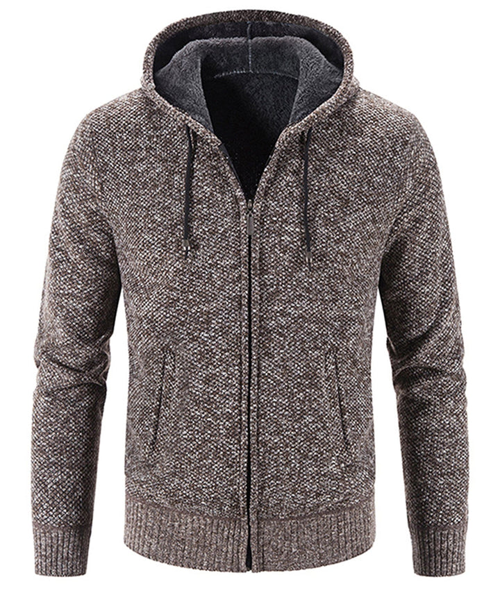 Unisex cozy fleece zip-up hoodie with an open zipper, showing the interior fleece texture
