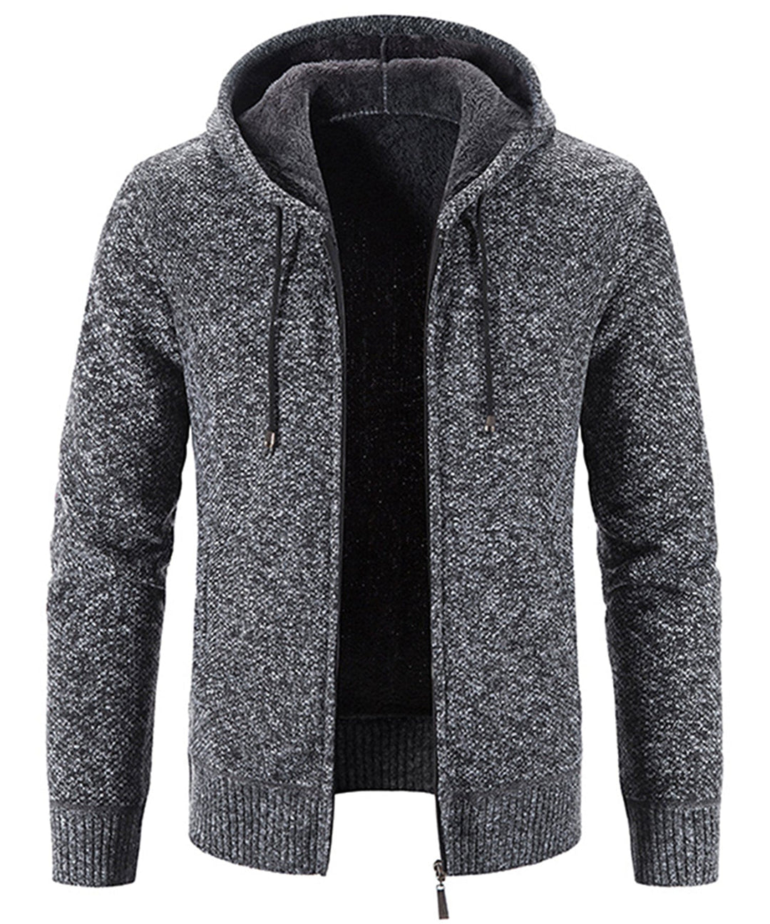 Detail of the zipper and ribbed cuff on a cozy fleece hoodie, highlighting quality