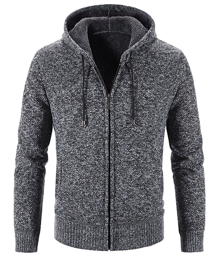 Back view of a comfortable unisex fleece zip-up hoodie, showing its relaxed silhouette