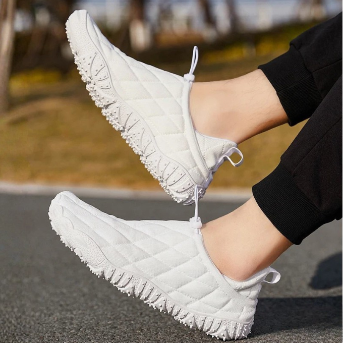 Unisex Cozy Puffer Walking Shoes with a durable grip sole, great for everyday comfort.