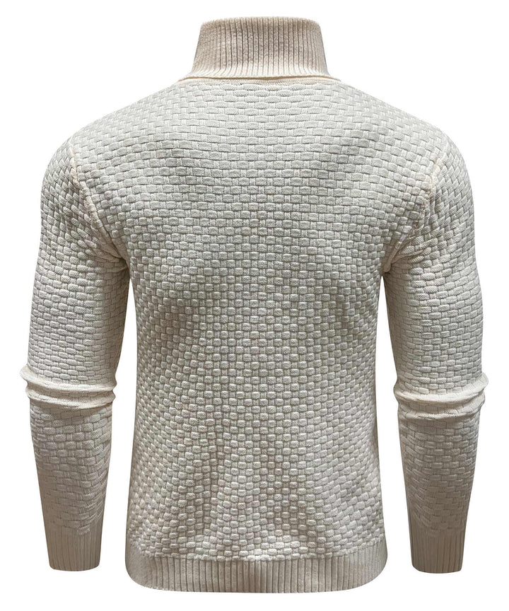Unisex cozy turtleneck sweater in a classic brown, offering timeless style and warmth for winter fashion.