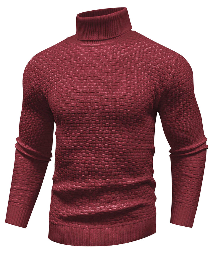 Close-up of the soft polyester blend texture of a unisex cozy turtleneck sweater, perfect for comfort.
