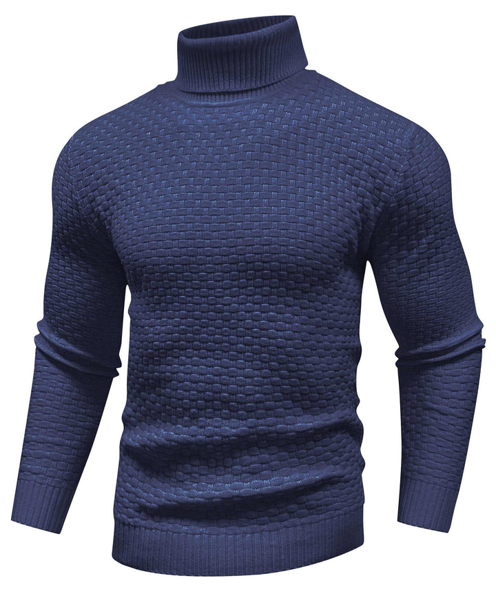 Unisex cozy knit turtleneck sweater in a rich forest green, ideal for cold weather and casual wear.