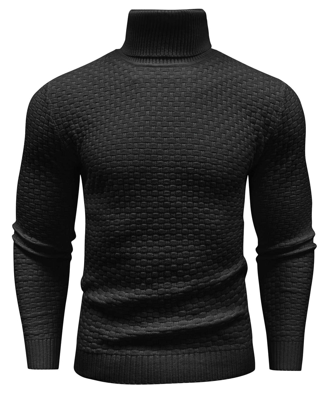 Unisex fuzzy turtleneck sweater in a mustard yellow, highlighting its comfortable, long sleeve design.