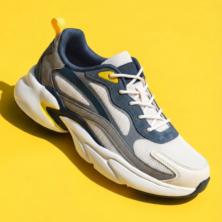 Athlete lacing up unisex running & walking shoes, ready for a workout or comfortable walk.