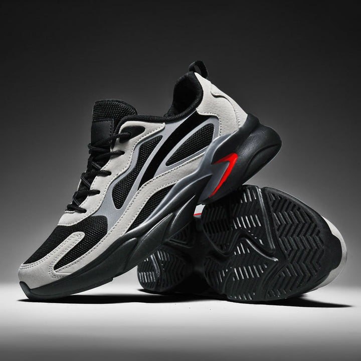 Profile view of unisex running & walking shoes, showcasing comfortable cushioning and shock-absorbing design.