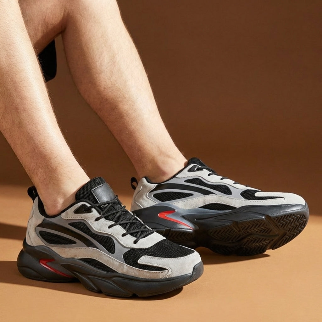 Pair of comfortable unisex running & walking shoes, emphasizing cushioning and lightweight design.