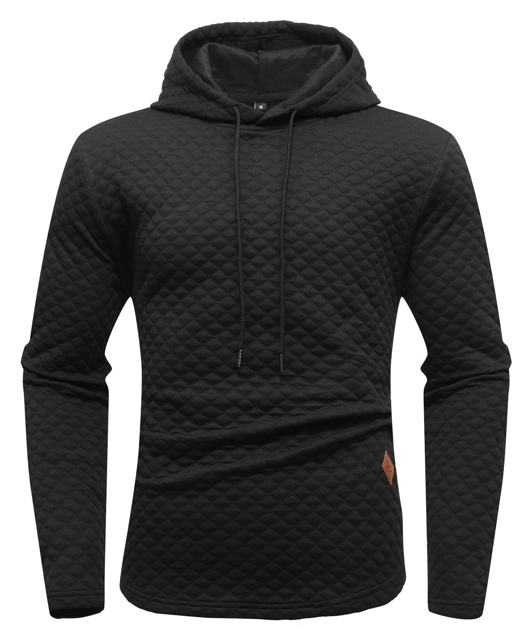 Unisex diamond quilted comfort hoodie in black, soft and stylish for casual wear. SKU: QH001-BLK-S