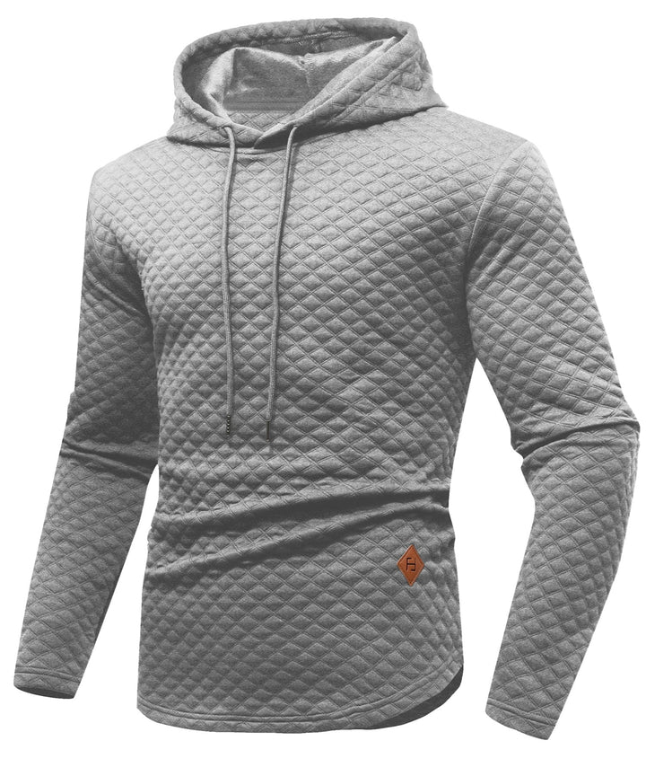 Unisex mens hoodie in a rich forest green with subtle diamond quilting, cozy casual wear. QH001-GRN-XXL