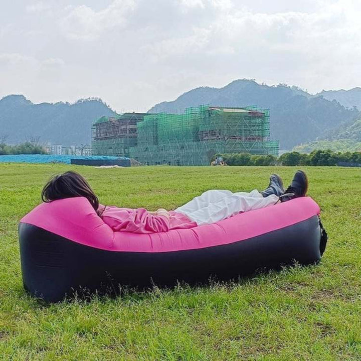 Portable travel inflatable sofa lounger, designed for easy setup & comfortable relaxation on any adventure.
