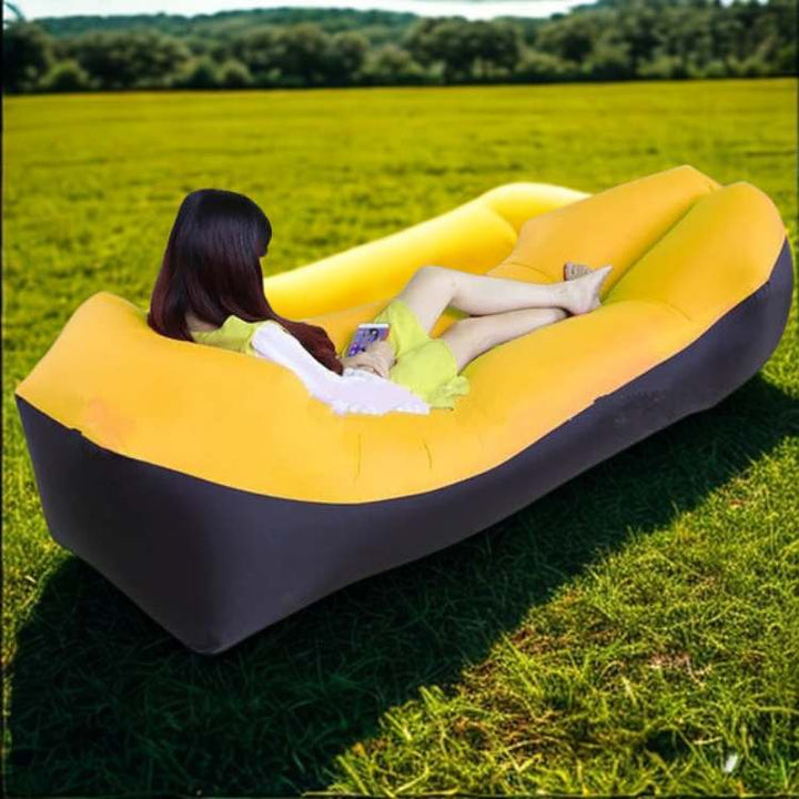Inflatable sofa lounger, perfect for outdoor relaxation, camping, beach trips, and easy, comfortable travel.