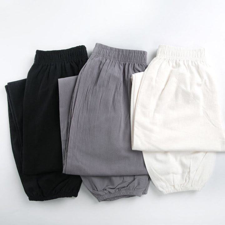 Unisex Elastic Waist Tai Chi Qigong Pants with Pockets - Lexians