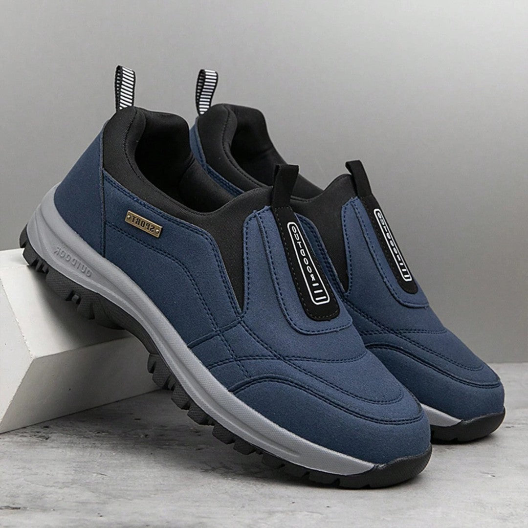 Unisex ergonomic walking shoes, black, offering all-day pain relief & superior foot support for everyday comfort.