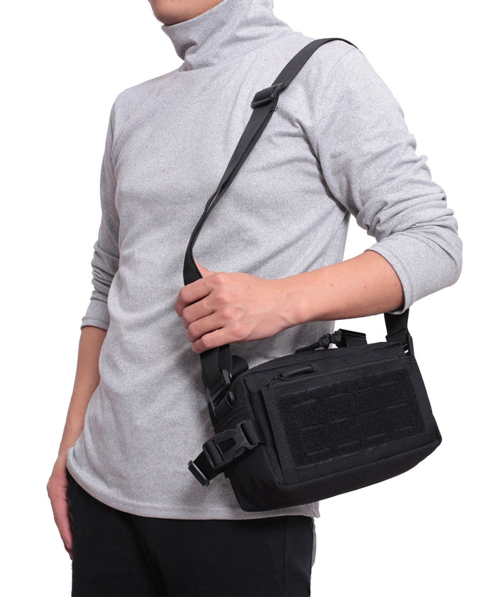 Unisex black Everyday Carry Sling Bag, ideal for daily commutes and lightweight travel