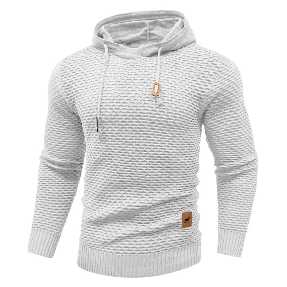 Model posing in a relaxed fit unisex fleece pullover hoodie, everyday comfort