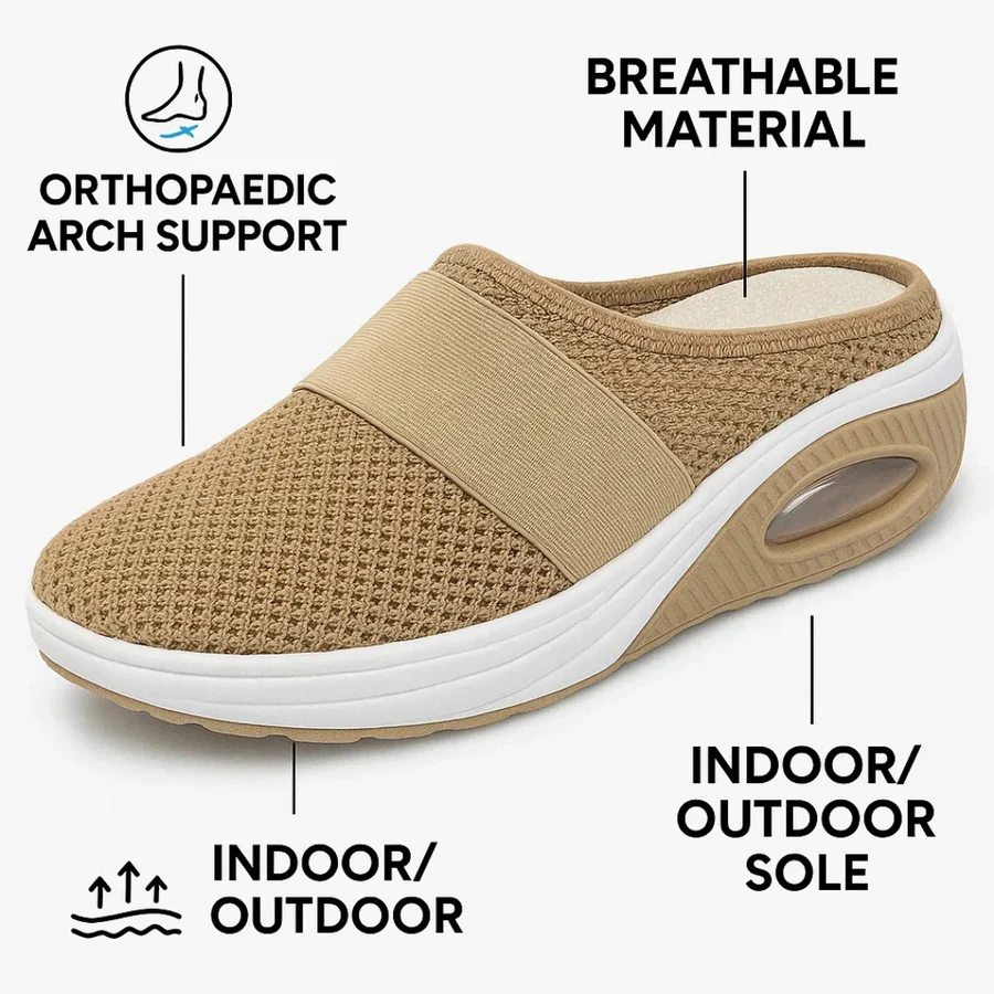 Unisex everyday comfort slippers. Orthopedic foot support, lightweight, breathable, and versatile indoor/outdoor.