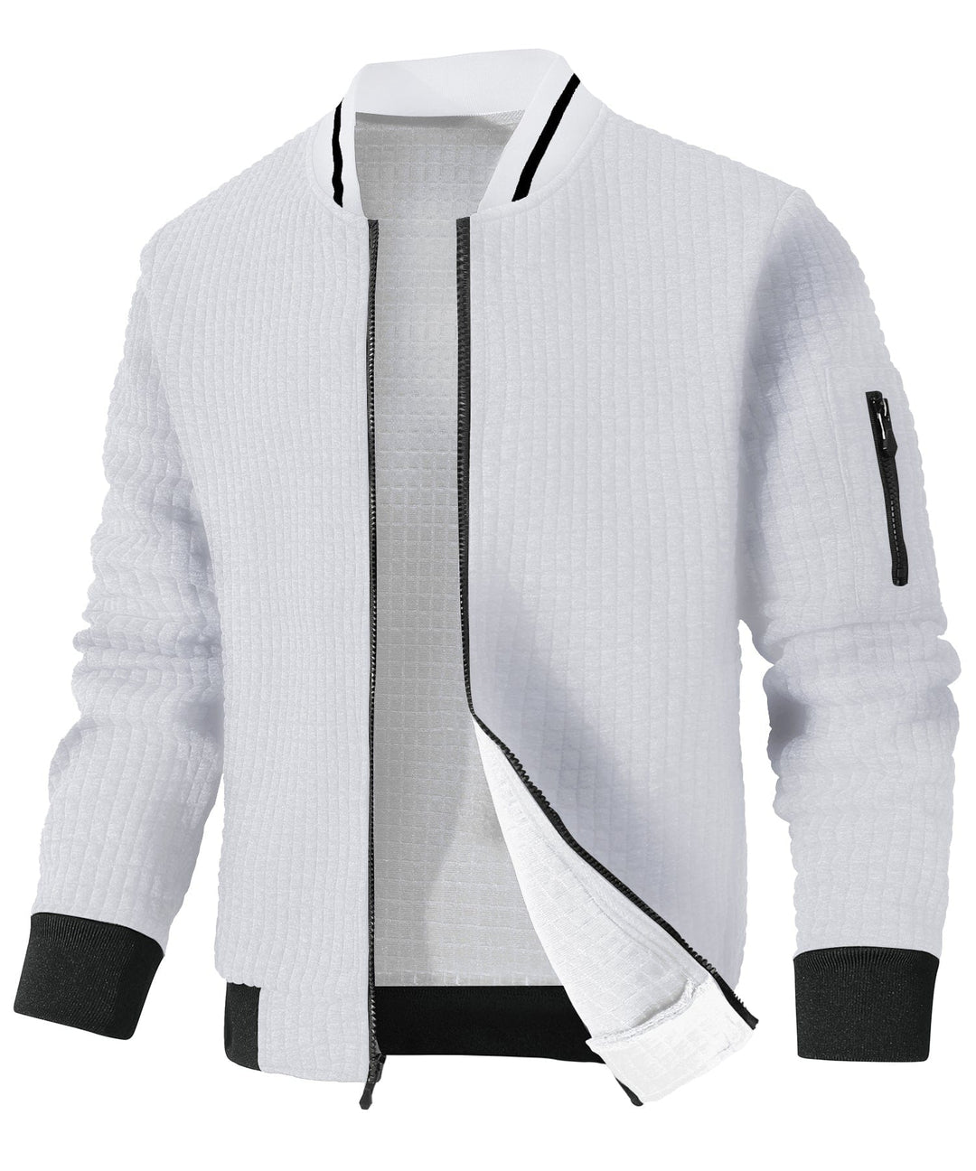 Unisex Lightweight Jacket hanging on a hanger, showcasing its ready-to-wear appeal and all-season versatility.