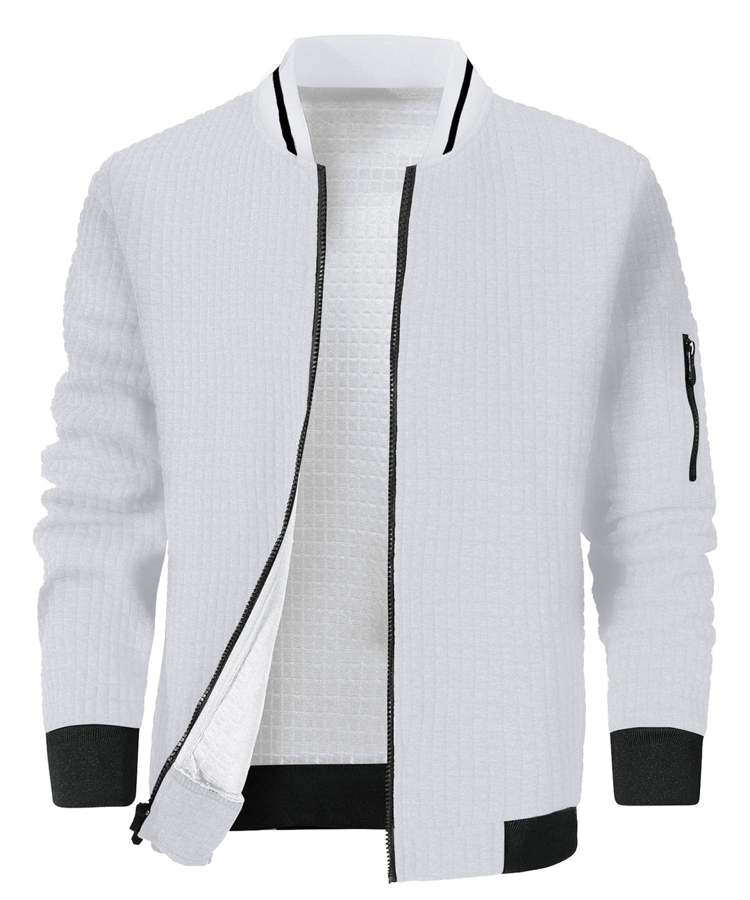 Back view of the Unisex Warmth Jacket, emphasizing its versatile design for urban outfitting.