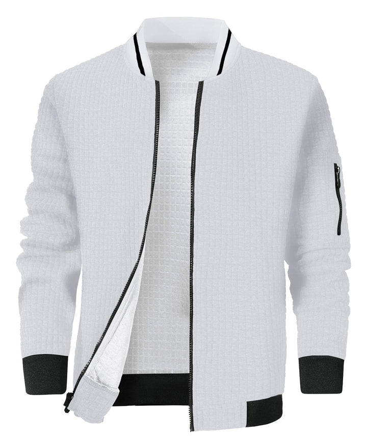 Back view of the Unisex Warmth Jacket, emphasizing its versatile design for urban outfitting.
