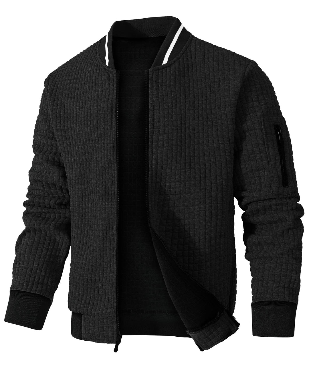 Model wearing Unisex Everyday Warmth Jacket, demonstrating its comfortable and casual fit for urban settings.