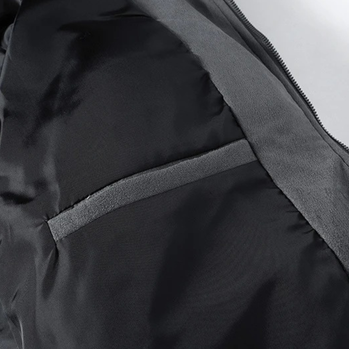 Unisex winter puffer jacket, side profile, ideal for casual layering and warmth