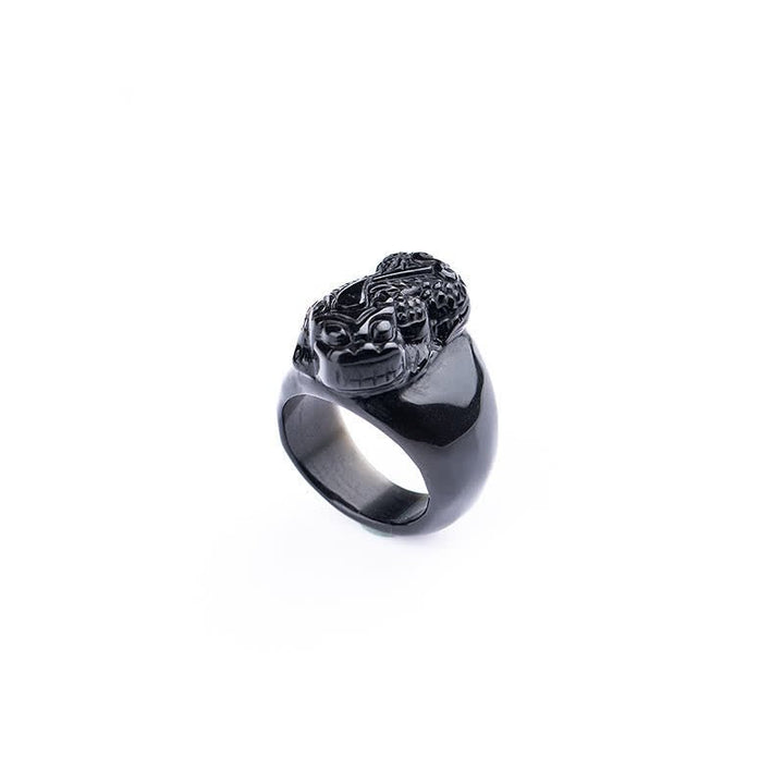 Unisex FengShui PiXiu Black Obsidian Strength Ring - Lexians