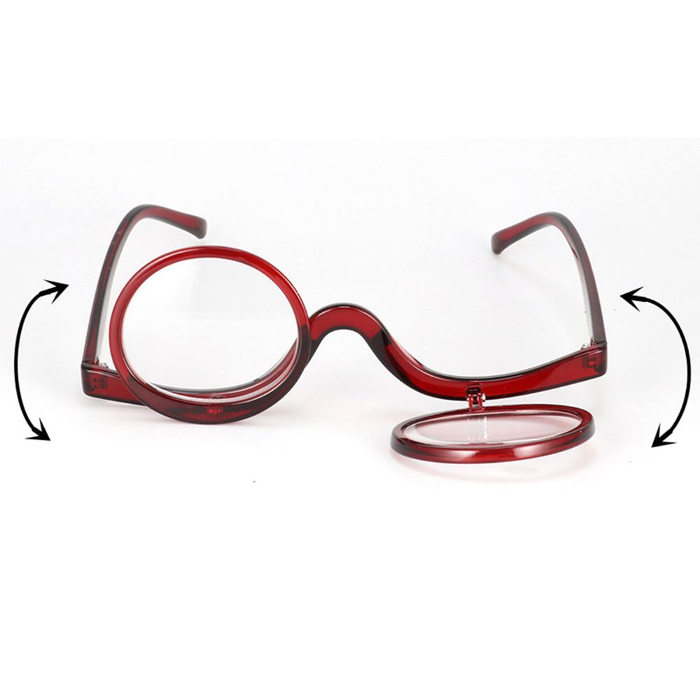 Flip-down vision aid glasses for flawless cosmetic precision. Ideal for makeup enthusiasts.