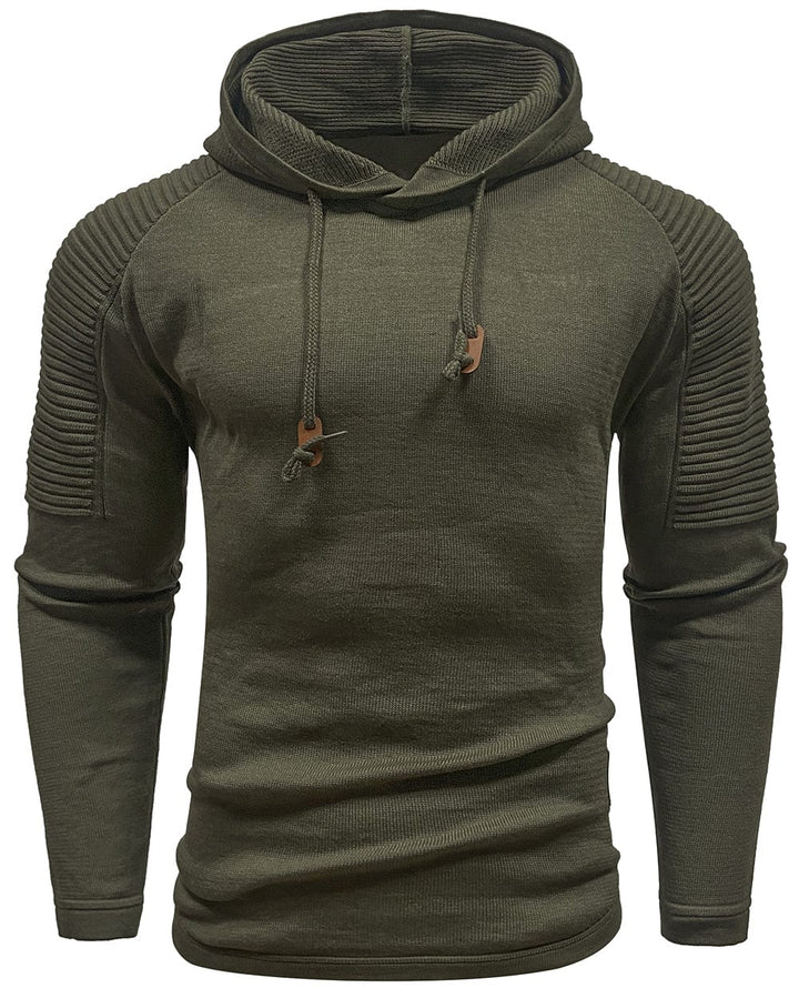 Side profile of a person wearing the casual Unisex Frontier Style Hoodie with unique design