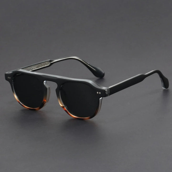 Unisex Genoa square frame sunglasses in black acetate, offering stylish UV protection.