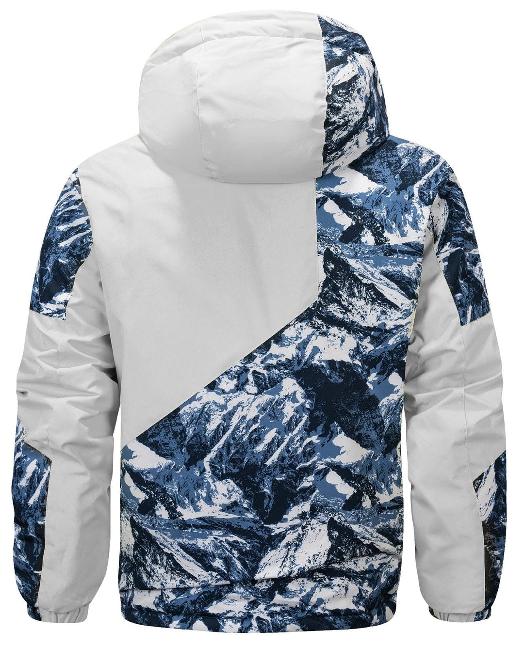 Cuff detail of the insulated jacket, showing elasticated design for keeping warm, glacier print visible.