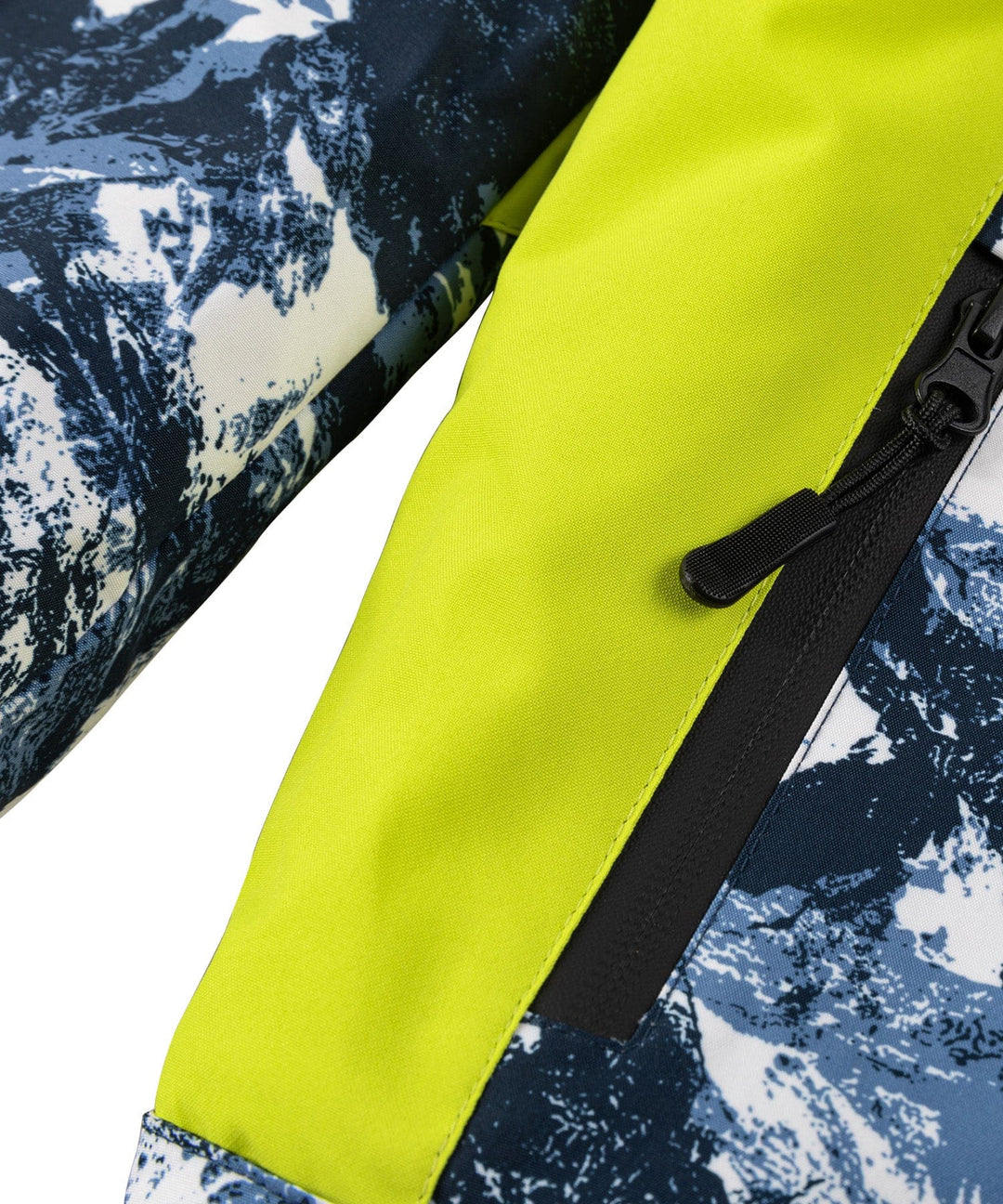 Isolated studio shot of the Unisex Glacier Print Insulated Jacket, cleanly presented for e-commerce.