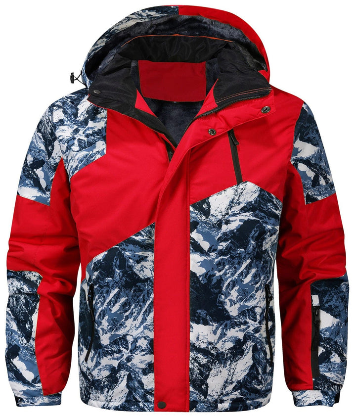 Close-up of the Glacier Print Insulated Jacket fabric, showing quilted pattern and intricate design.