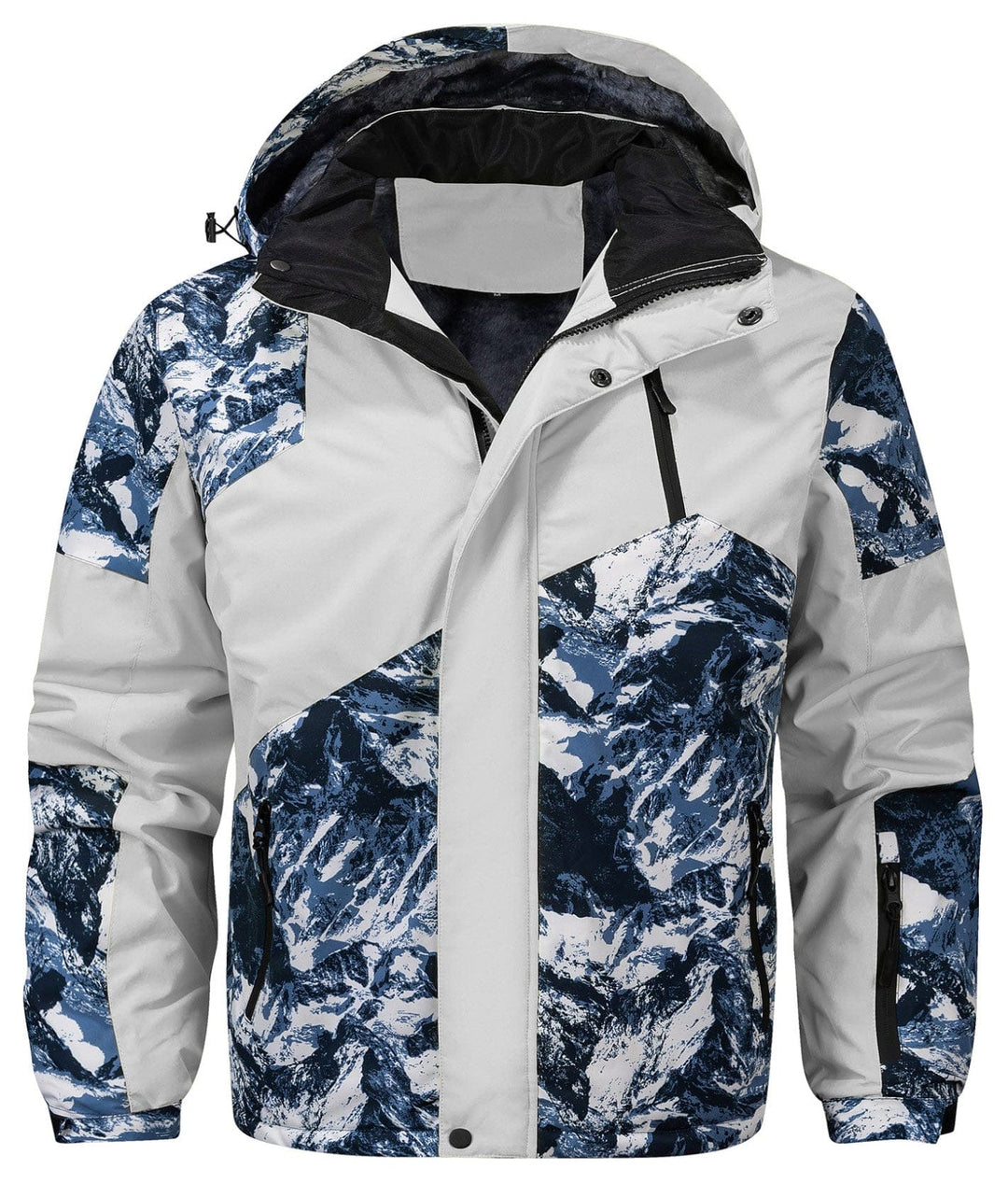 Back view of the Unisex Glacier Print Insulated Jacket, showcasing full print and insulated warmth.
