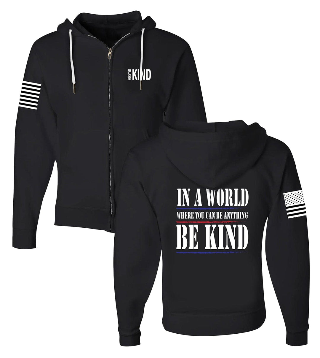 Unisex graphic hoodie, 'Stay Wild' text, oversized fleece. Black fabric, casual streetwear.