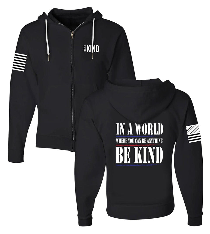 Unisex graphic hoodie, 'Stay Wild' text, oversized fleece. Black fabric, casual streetwear.