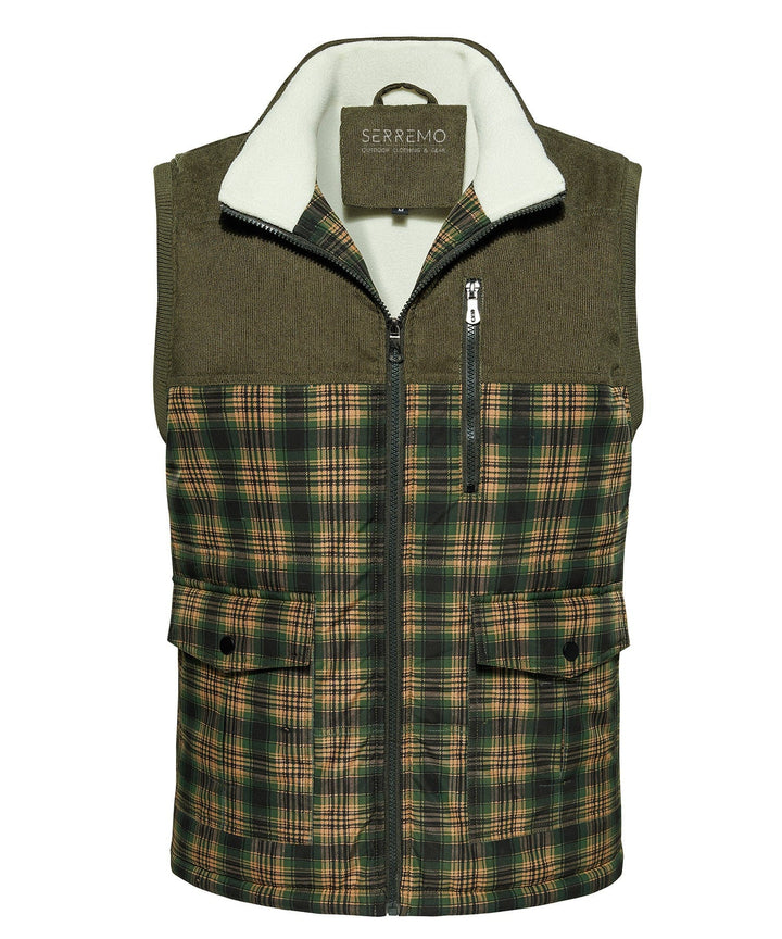 Back view of a unisex green insulated vest, ideal for outdoor layering