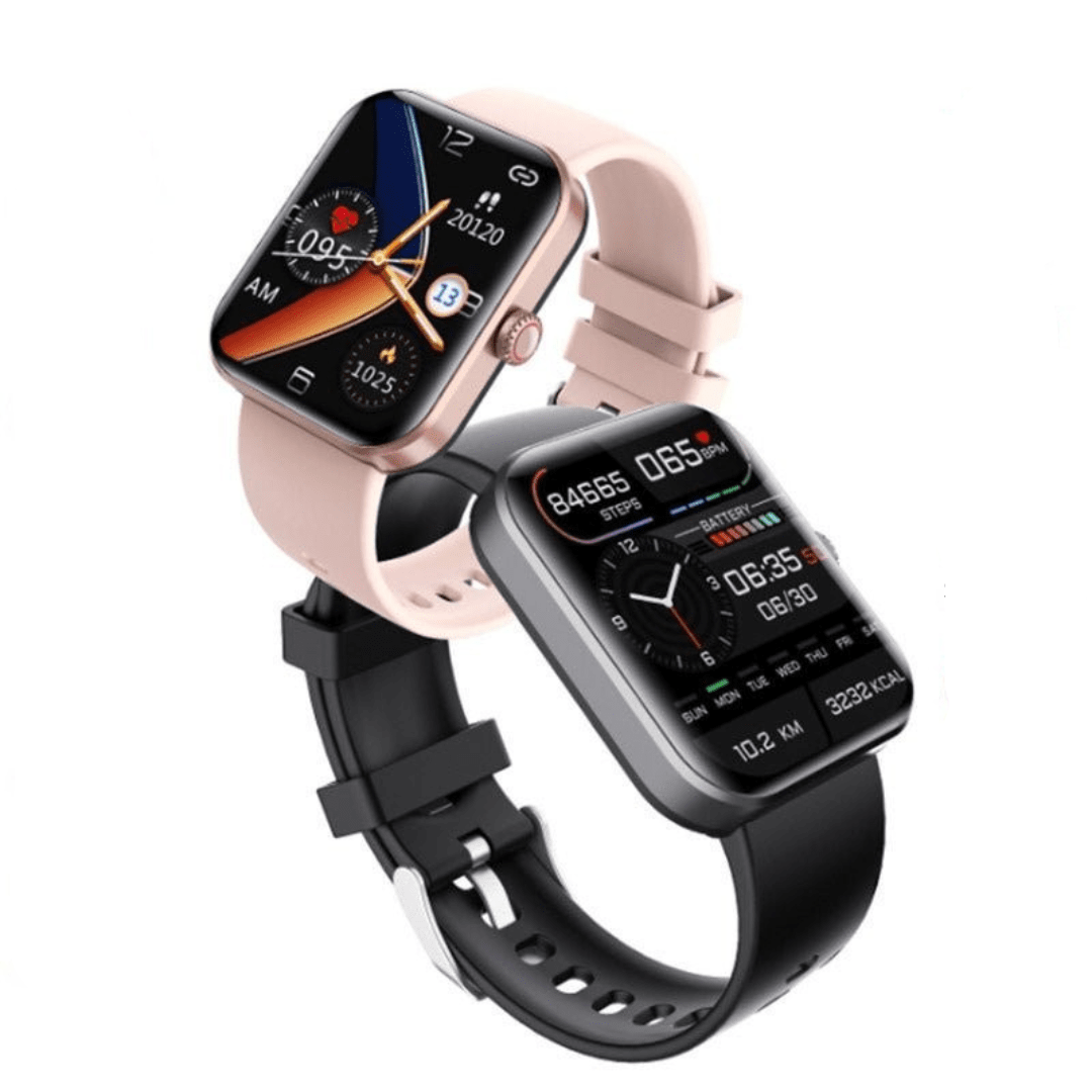 Modern unisex health tracker smartwatch: non-invasive blood sugar, heart rate, BP, sleep, and fitness monitoring.