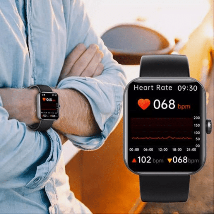Fitness smartwatch for men/women, featuring non-invasive blood sugar, HR, BP, sleep, and activity tracking.