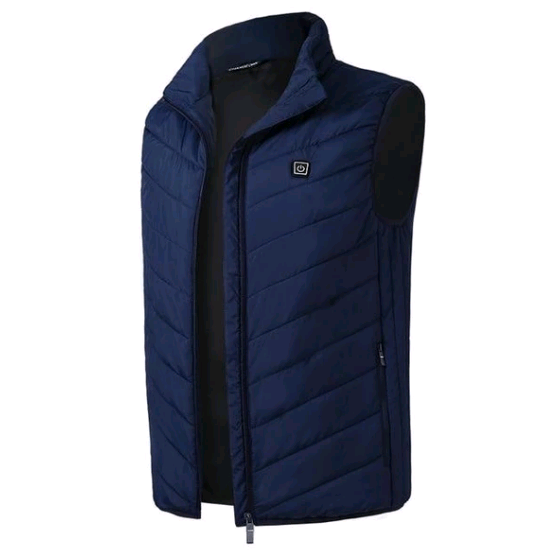 Heated down vest, unisex design for cold weather, featuring electric warmth, perfect for outdoor activities
