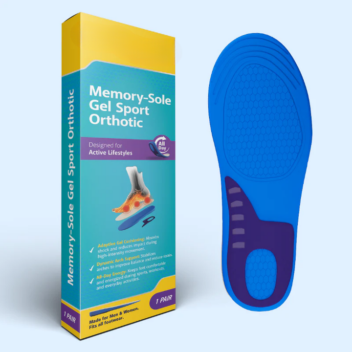 Unisex heavy-duty gel orthotic insoles providing superior arch support and shock absorption for all-day comfort.