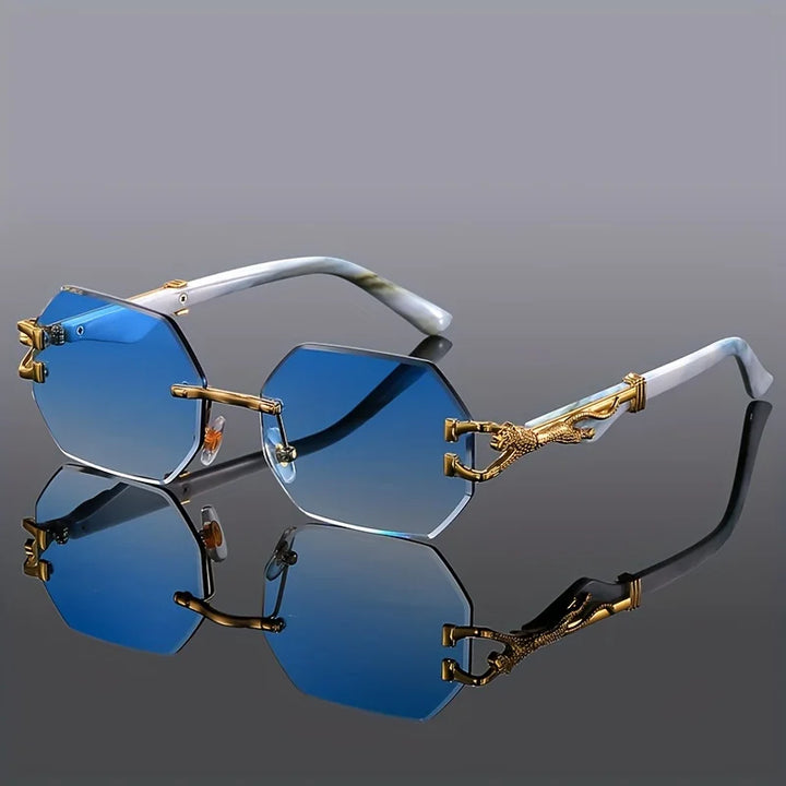 Unisex hexagonal statement sunglasses with UV protection, showcasing a geometric fashion eyewear design.