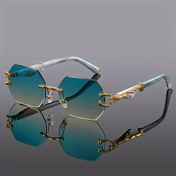 Fashionable unisex hexagonal sunglasses, a statement accessory providing essential UV protection.