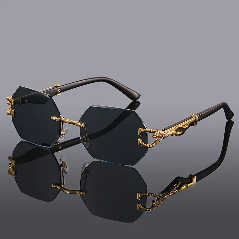 Geometric hexagonal sunglasses for men and women, featuring a bold fashion statement eyewear style.