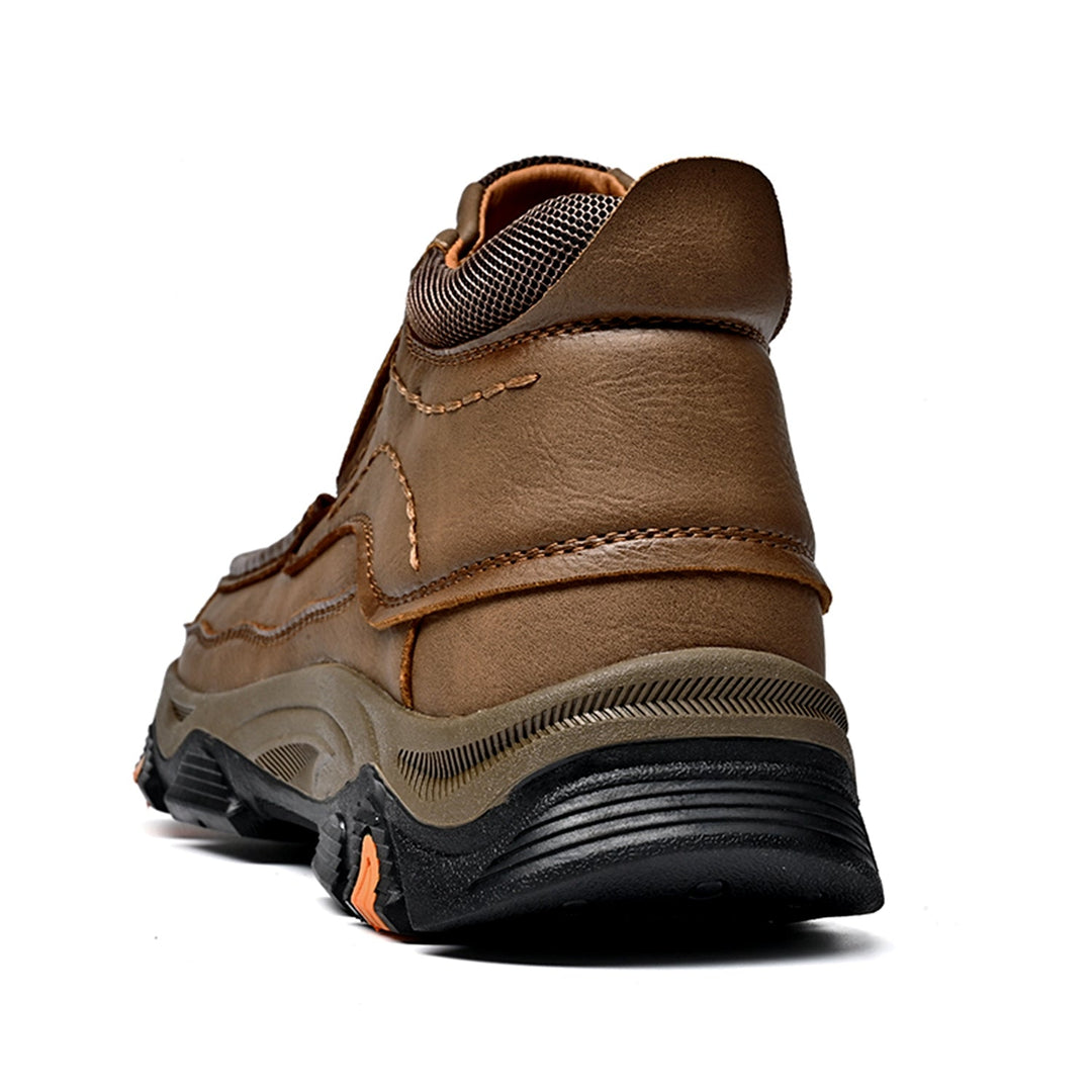 Slip-resistant genuine leather high top orthopedic comfort footwear
