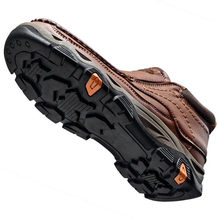 Close-up of the genuine leather texture on-unisex high top comfort shoes