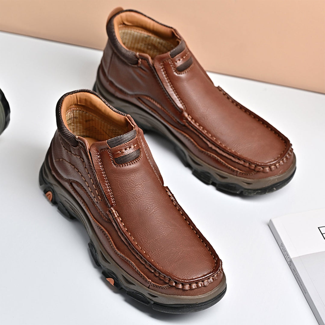 Slip-resistant sole on unisex high top orthopedic comfort footwear