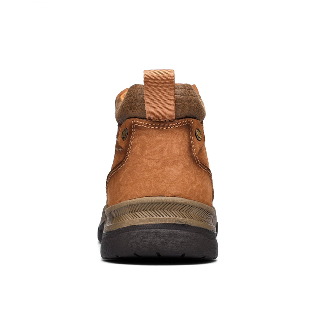 Unisex high-top comfort shoes in black leather, designed for orthopedic support and slip resistance