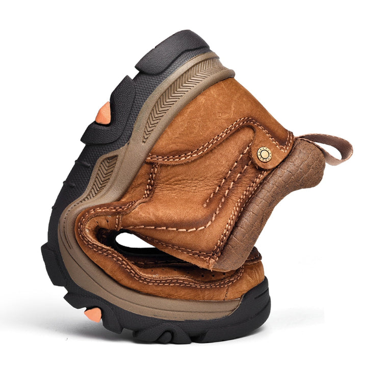 Front view of black high-top orthopedic footwear, providing ultimate comfort and casual style