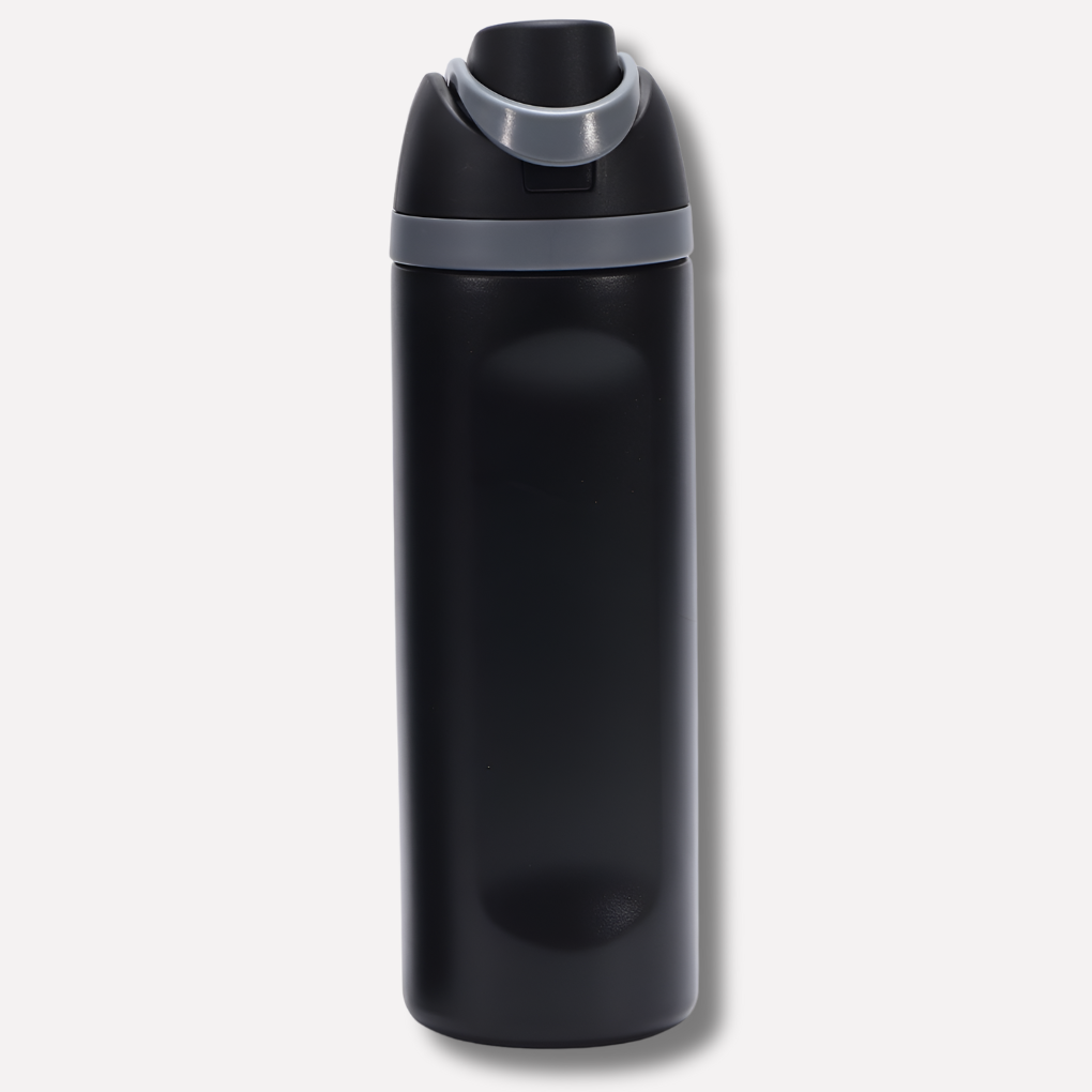 Secure leakproof water bottle, insulated stainless steel with straw, perfect for on-the-go hydration.