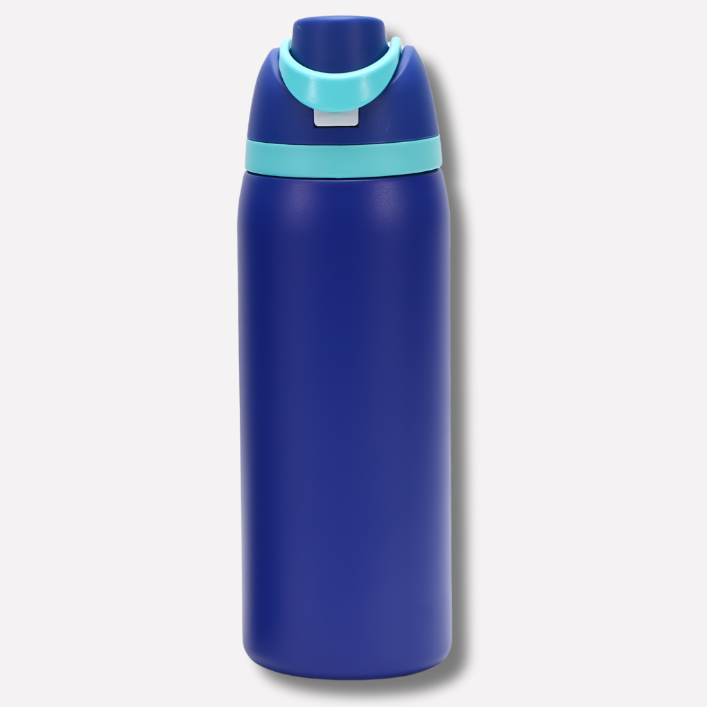 Unisex straw bottle, insulated stainless steel, designed for easy sipping and leakproof portability.